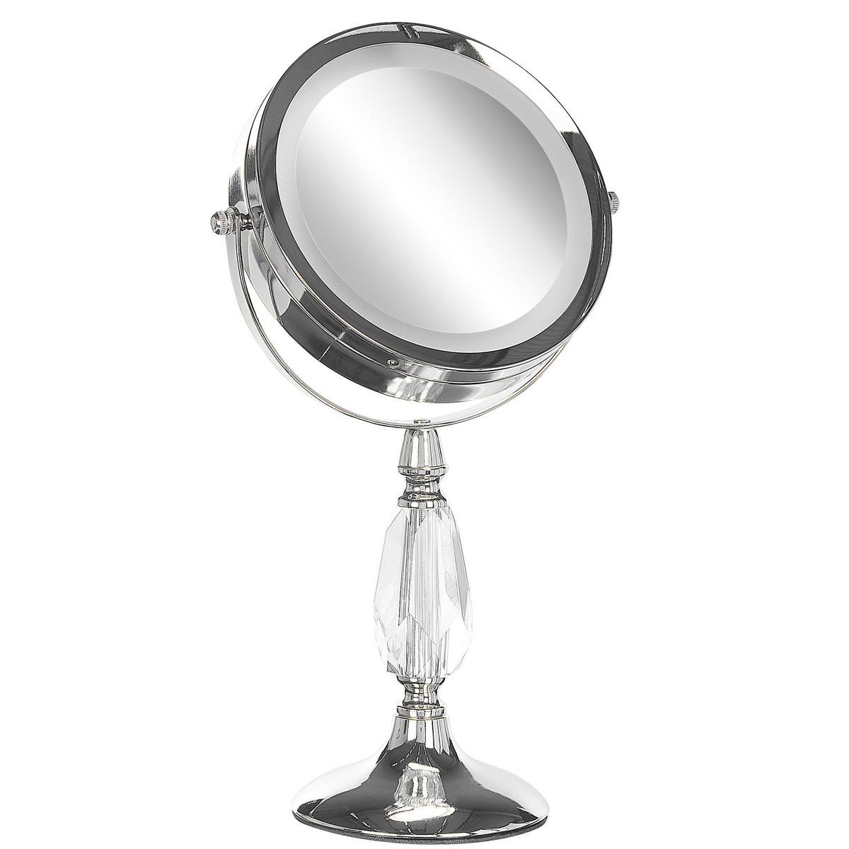 KOSMETIKSPIEGEL silber mit LED-Beleuchtung 18 cm Maury - Silberfarben, Metall (18/37/12cm) - Beliani