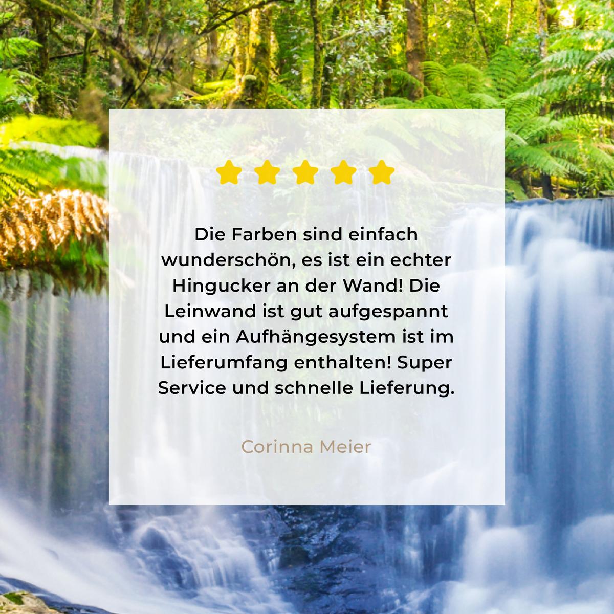 LEINWANDBILD Dschungel - Wasserfall - Australien - Pflanzen - Natur Wandbild 40x30 cm - Dunkelgrün, Textil (40/30cm) - MuchoWow