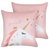 DEKOKISSEN 2er-Set Rosa 45/45 cm Uniola - Pink, Textil (45/45cm) - Beliani