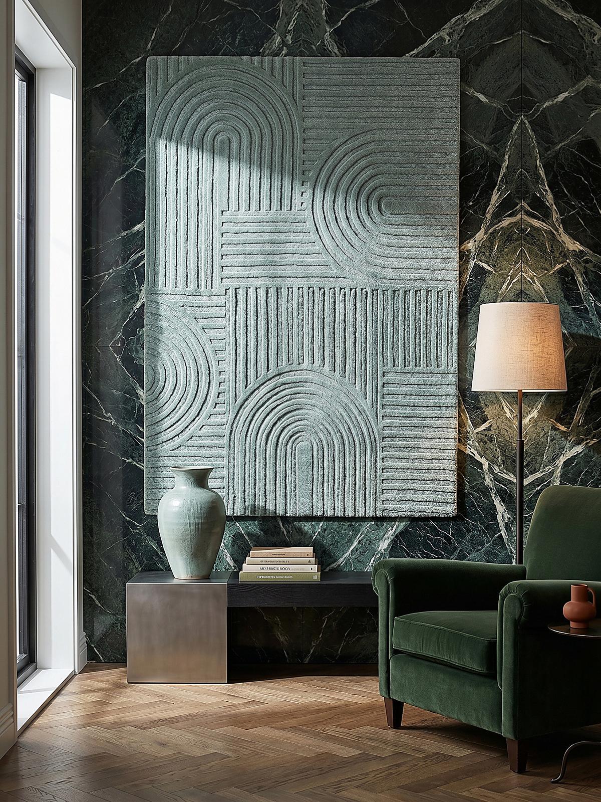 TEPPICH aus Wolle LEVEN in Entenei-Blau, geometrisch, 160 x 230 cm - Blau, Textil (230/160cm) - KADIMA DESIGN