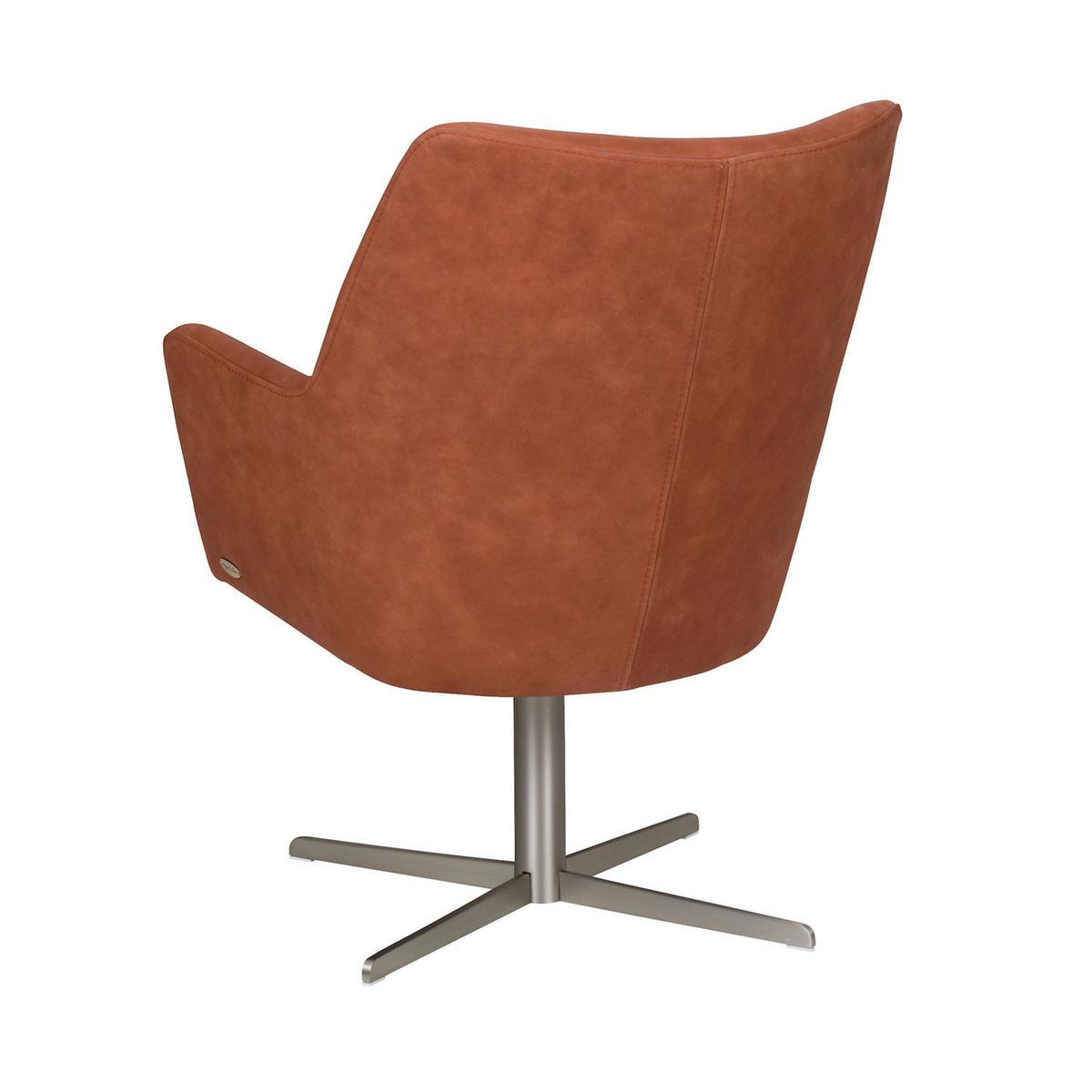 DREHSTUHL JELIA Braun Leder Drehbar (180°) - Silberfarben/Braun, Leder (66/88/67cm) - KAWOLA