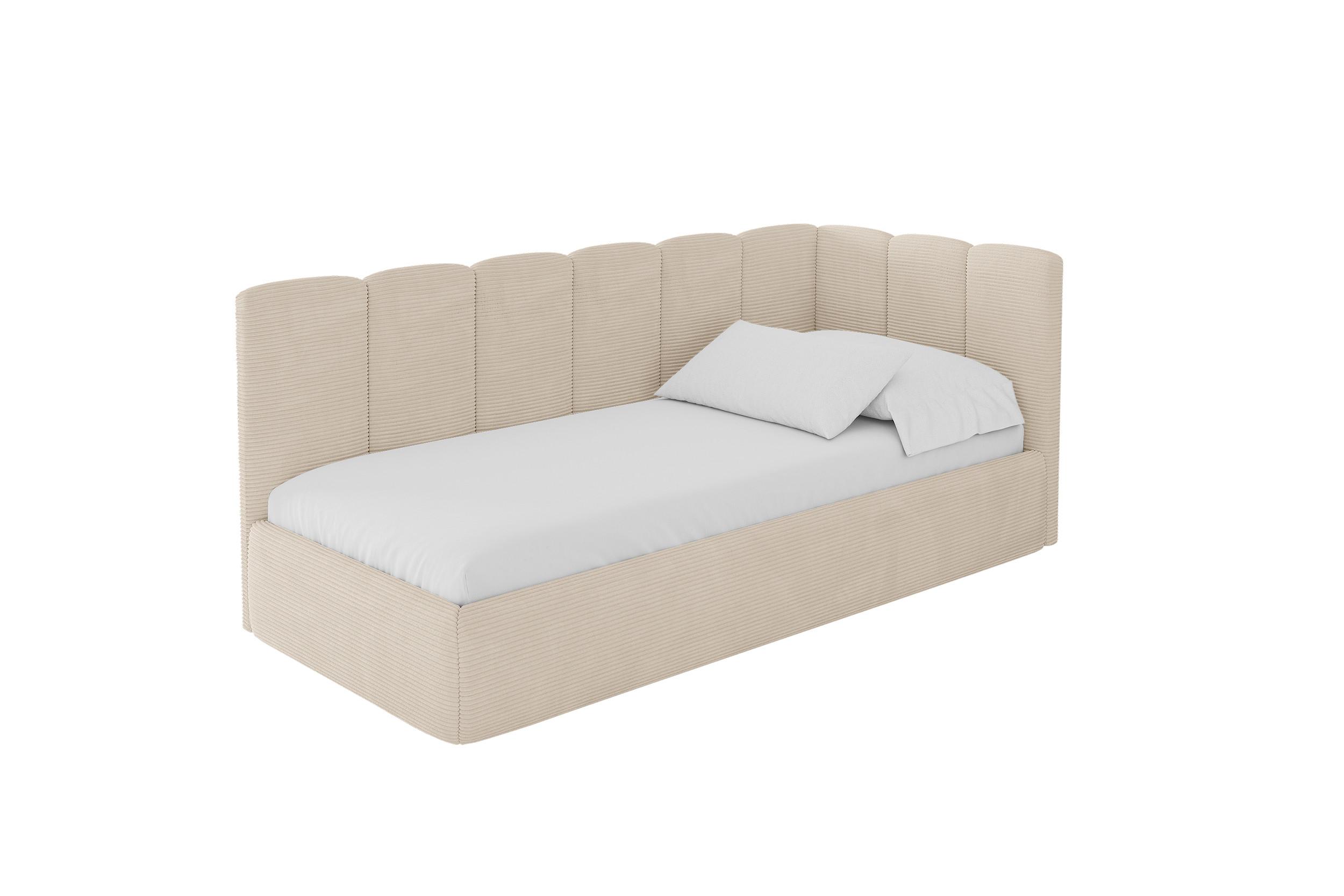 EINZELLBETT Jugendbett mit Bettkasten, Links - DEXY 100x200 Beige - Creme, Holzwerkstoff/Textil (100/200cm) - ALTDECOR