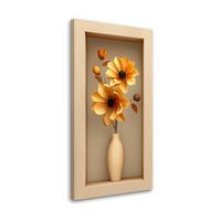 LEINWANDBILD Blumen in einer Vase in einer 3D-Vertiefung 50x100cm - Beige, Textil (50/100cm) - Feeby