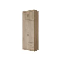 KLEIDERSCHRANK Elena 2D3S + Schrankaufsatz - Silberfarben/Sonoma Eiche, Holzwerkstoff/Kunststoff (90/246/53cm) - MIRJAN24