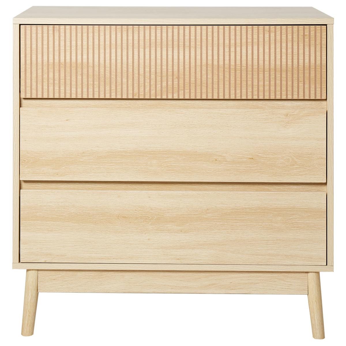 KOMMODE mit 3 Schubladen Hellbraun Wales - Braun, Holzwerkstoff (80/80/40cm) - Beliani