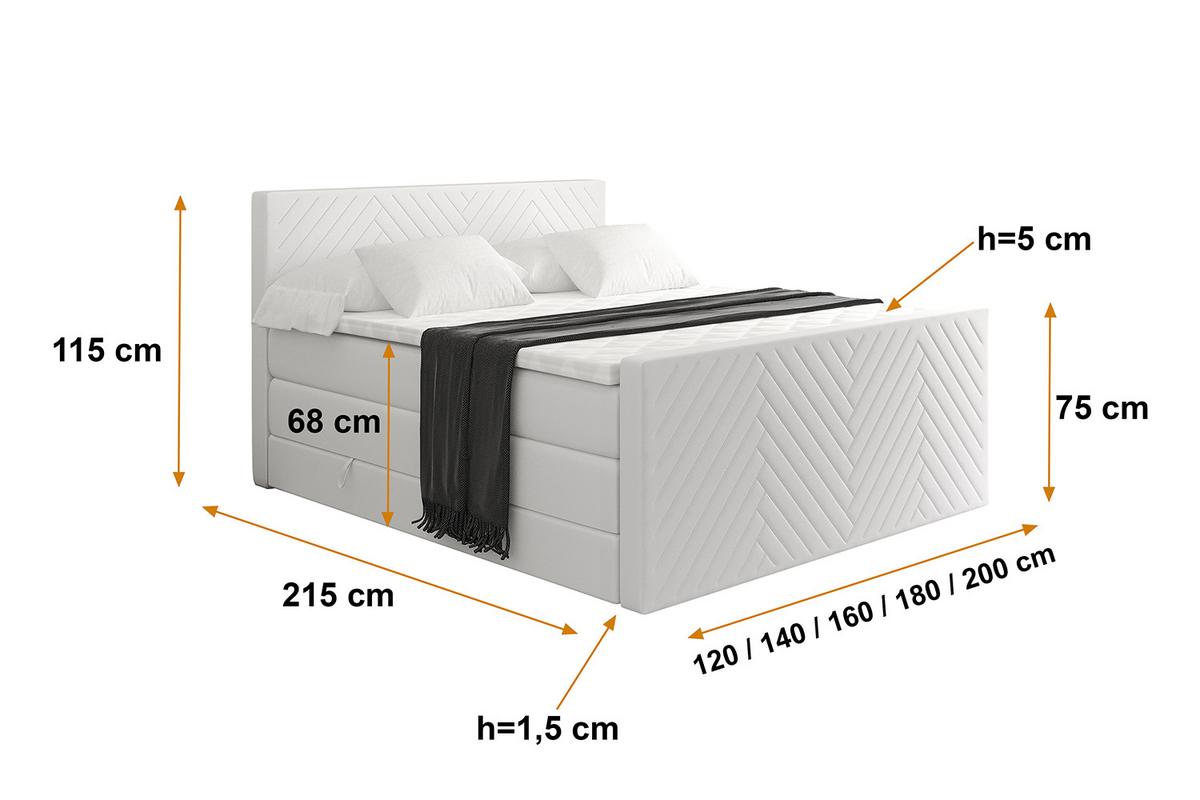 BOXSPRINGBETT mit Matratze und Lattenrost - VEXA-Z KING-120x200 - Weiß Kunstleder - Weiß, Holzwerkstoff (120/200cm) - ALTDECOR
