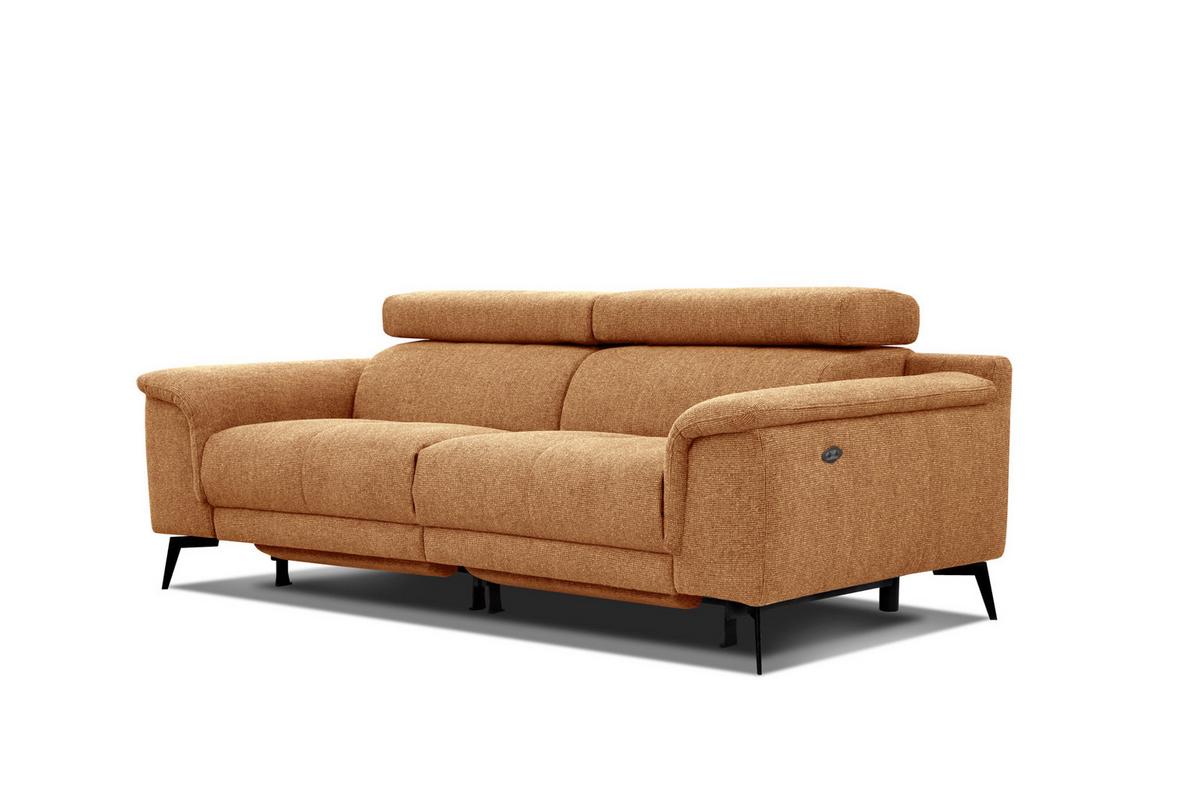 RELAXSOFA FIERO 3-Sitzer mit 2 Relaxfunktionen, orange - Schwarz/Orange, Holzwerkstoff/Textil (212/82/103cm) - Wozimo