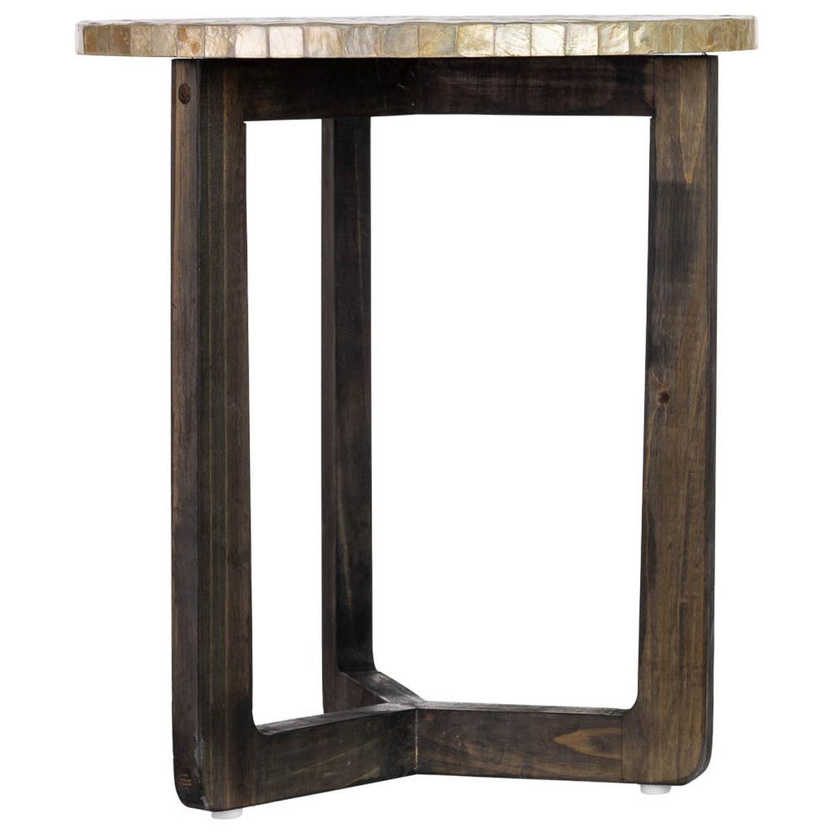 TISCH aus Holz und Capiz, beige, 40x45cm - Grau, Holz (40/40/45cm) - Wanderlust