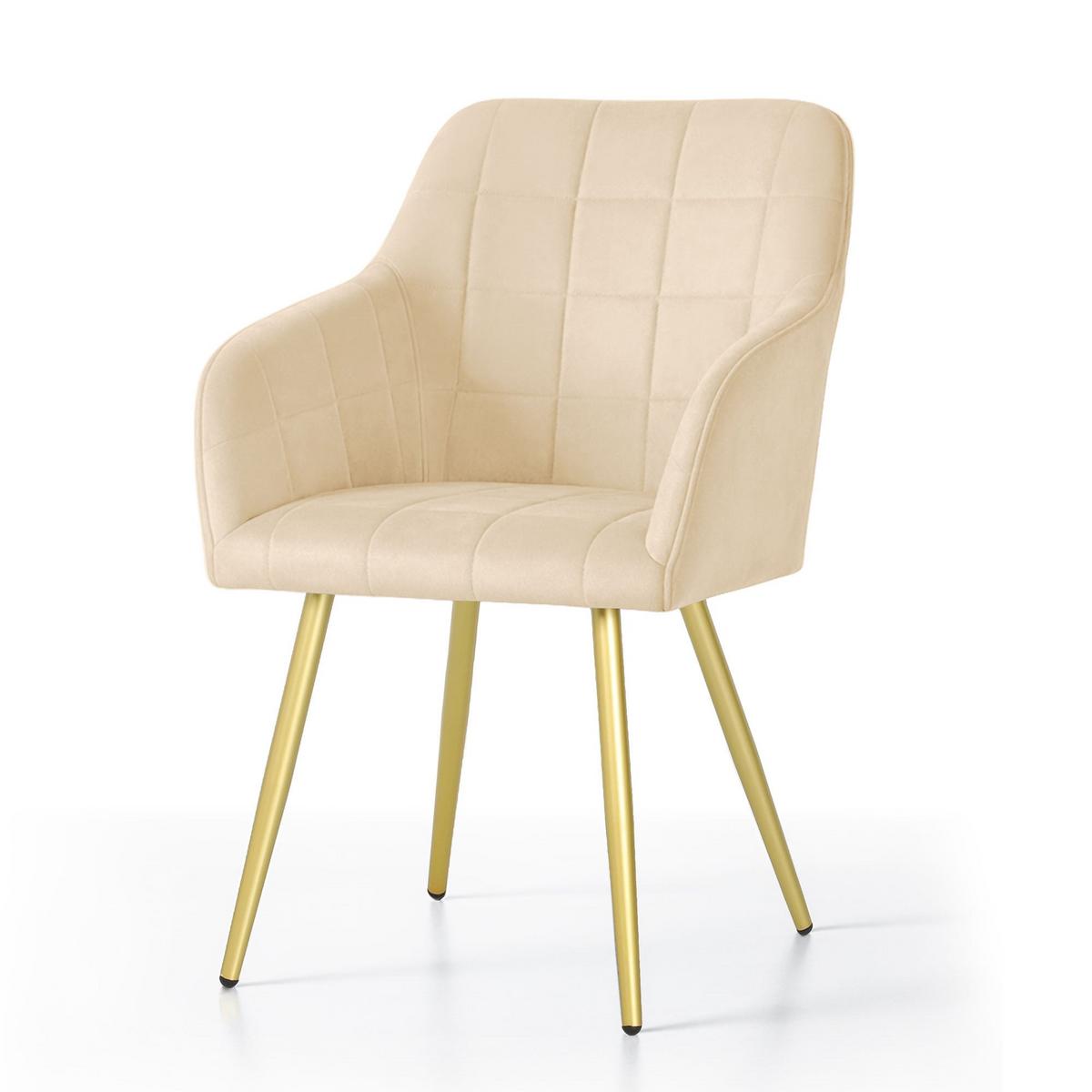 POLSTERSTUHL 6er Set, Metallbeine Beige, Gold 54/82/58 - Beige, Textil (54/82/51cm) - RAUMHIRSCH FURNITURE