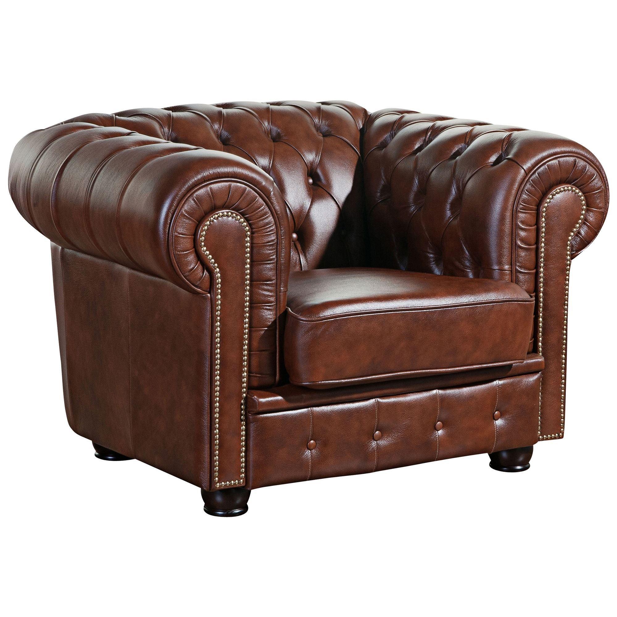 SESSEL Kath Bezug Wischleder Buche nussbaum dunkel / braun - Braun, Leder (110/74/98cm) - 58aufmkessel
