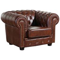 SESSEL Kath Bezug Wischleder Buche nussbaum dunkel / braun - Braun, Leder (110/74/98cm) - 58aufmkessel