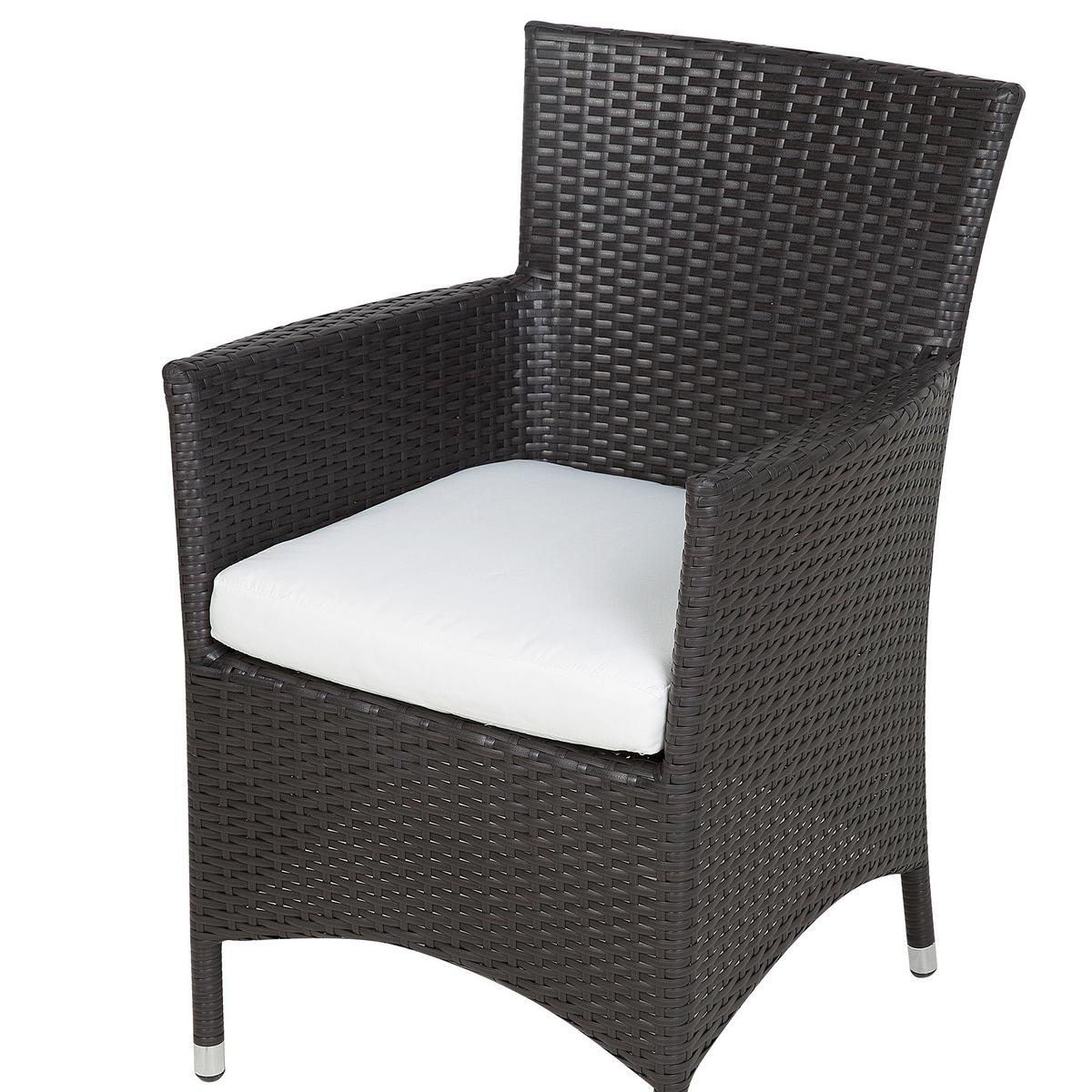 GARTENSESSEL 2er-Set PE Rattan cremeweiß Italy - Braun, Kunststoff (52/86/52cm) - Beliani