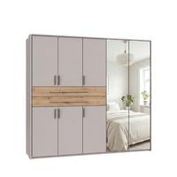 DREHTÜRENSCHRANK B228/H210/T58 cm Beige Grau, Kleiderschrank m. Passepartout, 2 Spiegeltüren, 2 Schubkästen & Griffe in Eiche Artisan Dekor / 22639 - Greige/Eiche Artisan, Holzwerkstoff/Kunststoff (228/210/58cm) - luma-home