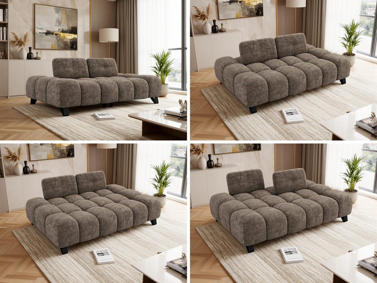 3-SITZER-SOFA NERANO - Braun Schenille - Schwarz/Braun, Textil/Metall (220/88/146cm) - MKS