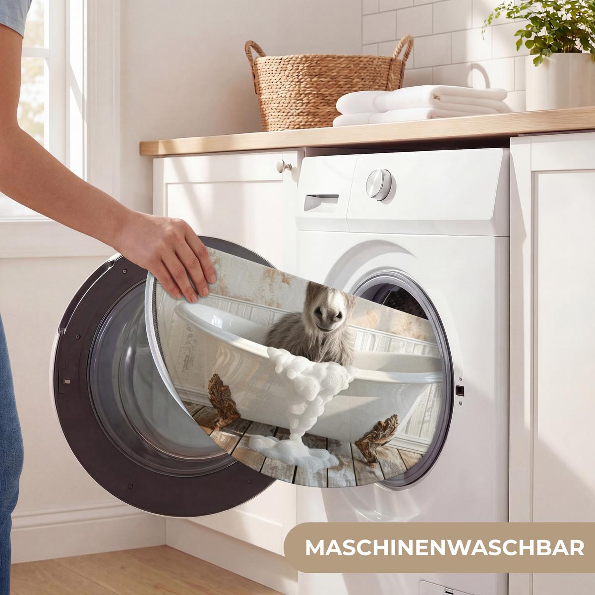 WC-VORLEGER Esel - Tiere - Badewanne - Schaumstoff Toilettenteppich 70x70 cm - Creme, Textil (70/1cm) - OnlyWow