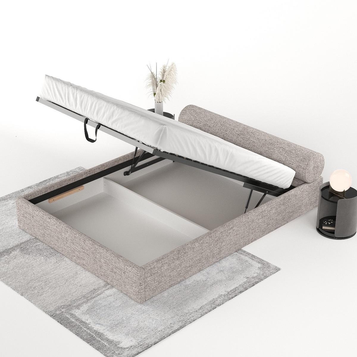 POLSTERBETT Solvo mit Stauraum 200/200 cm Beige im Neve Stoff - Sandfarben/Schwarz, Holz/Holzwerkstoff (200/200cm) - AltaBeds