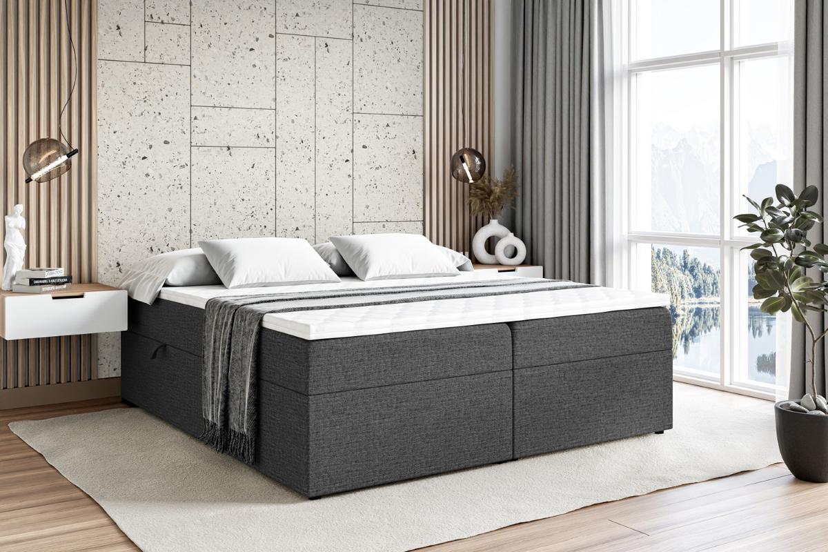 BOXBETT mit H4-Matratze und Lattenrost - MARCE BW - 140x200 Dunkelgrau - Dunkelgrau, Holzwerkstoff (140/200cm) - ALTDECOR