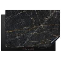 HERDABDECKPLATTE Marmor - Schwarz - Gold - Grau - Marmorstruktur Ceranfeldabdeckung 78x52 cm - Goldfarben, Kunststoff (78/52/0.2cm) - MuchoWow