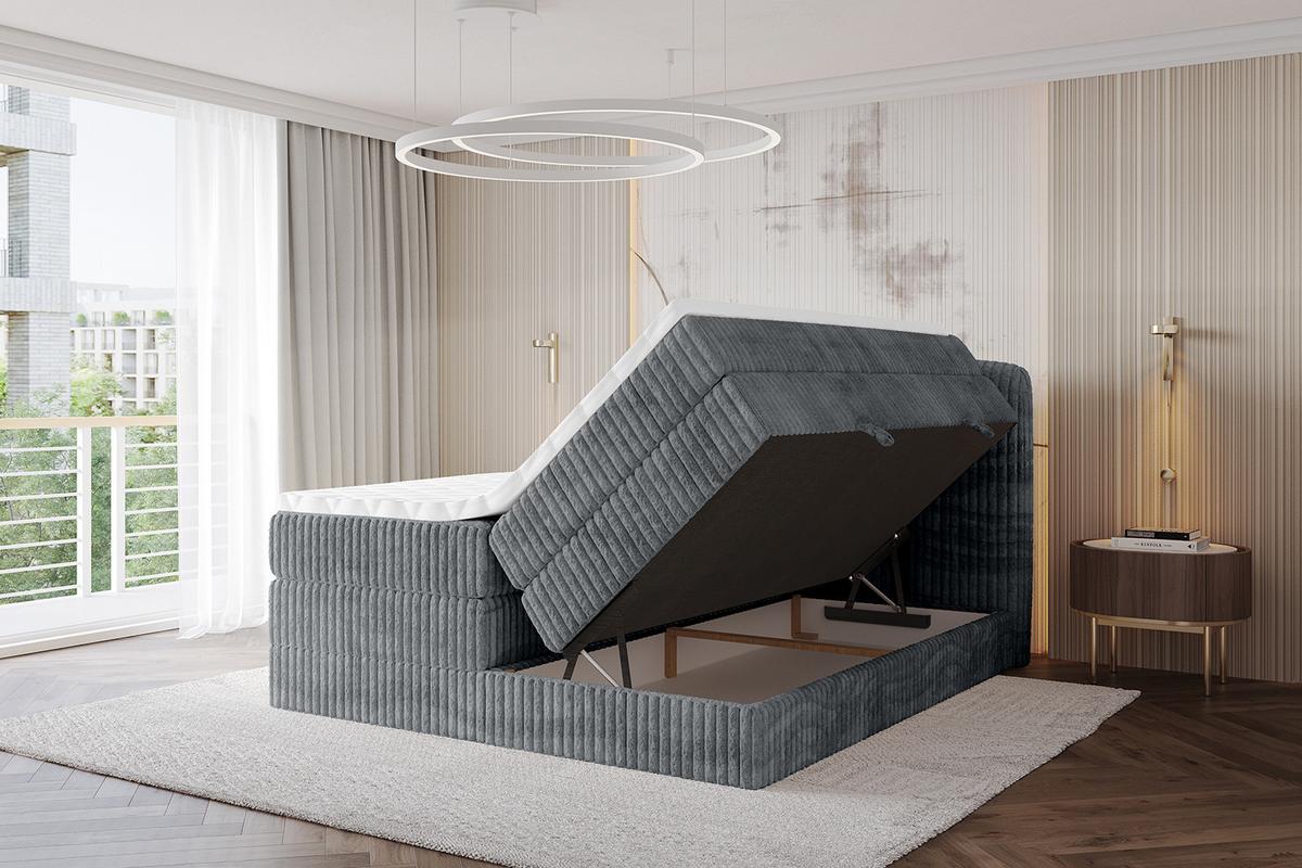 BOXBETT mit Matratze H3|H4 - NINA KING - 200x200 cm - Dunkelgrau - Schieferfarben, Holzwerkstoff (200/200cm) - ALTDECOR