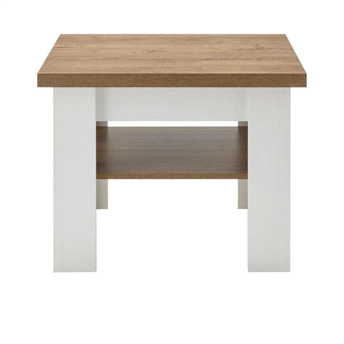COUCHTISCH weiß Pinie, Eiche hell Landhaus Beistelltisch 70 x 70 cm - Eichefarben/Weiß, Holzwerkstoff (70/70/53cm) - Furn.Design