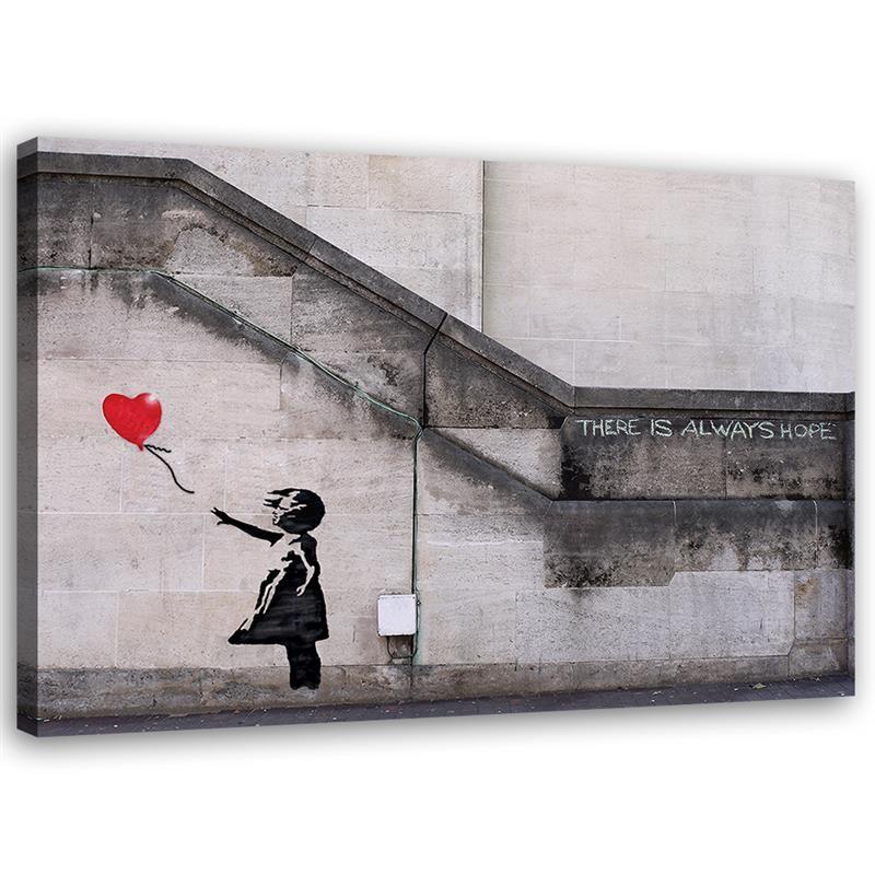 LEINWANDBILD Banksy Fototapete Mädchen mit Luftballon - Grau, Textil (100/3cm) - Feeby