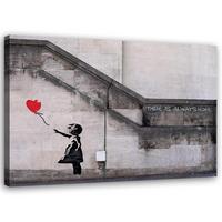 LEINWANDBILD Banksy Fototapete Mädchen mit Luftballon - Grau, Textil (100/3cm) - Feeby