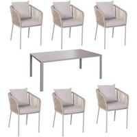 GARTENGARNITUR Grau 7-teilig-Set - Grau, Metall - MCW