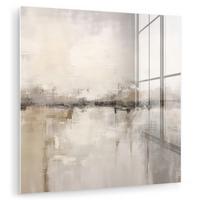 ACRYLGLASBILD Moderne Kunst - Abstrakt - Beige 50x50 cm - Beige, Glas (50/50cm) - MuchoWow