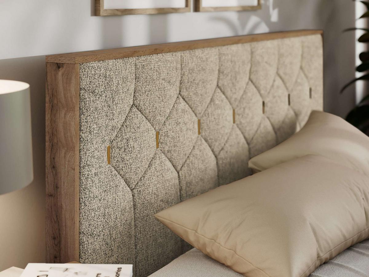 POLSTERBETT LARINO CLASSIC 140/200 - Dunkelbeige Strukture - Multipocket-Matratze - Bronzefarben, Textil (140/200cm) - MKS