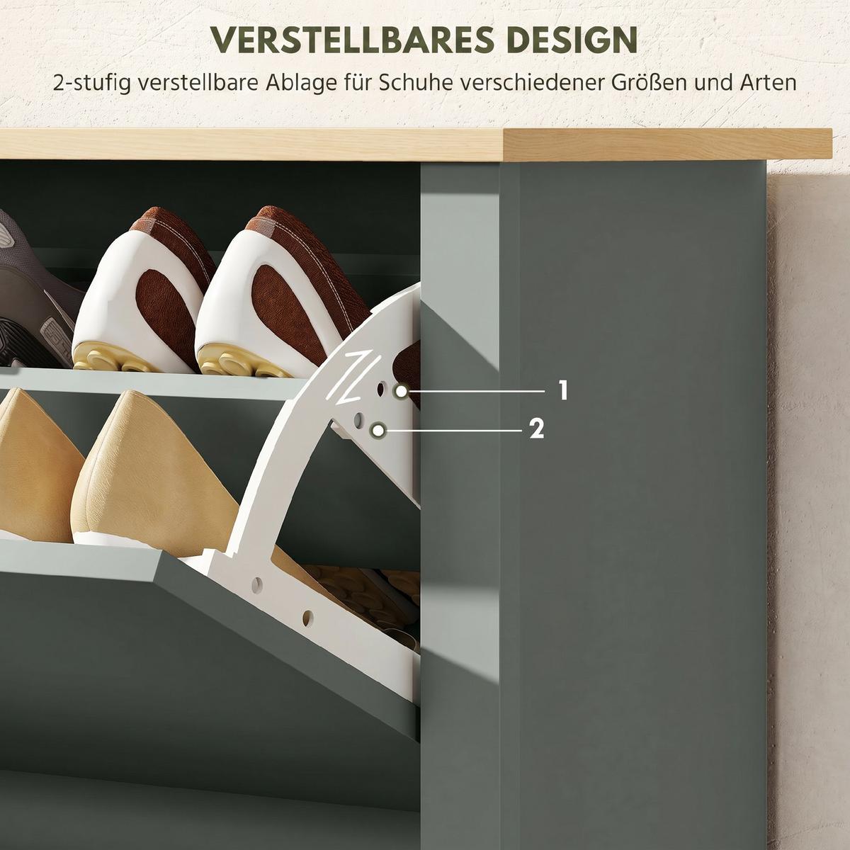 SCHUHSCHRANK Spanplatte Hellgrau - Dunkelgrau/Hellgrau, Holzwerkstoff/Kunststoff (26/80/72cm) - HOMCOM