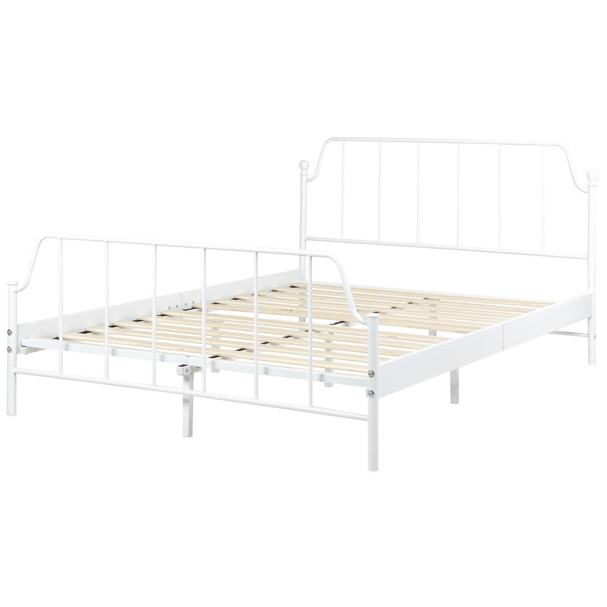 BETT mit Lattenrost 140x200 cm Weiß Mauressac - Weiß, Metall (140/200cm) - Beliani