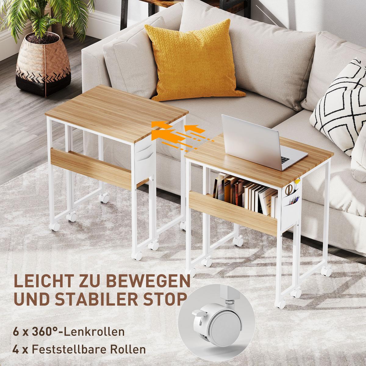 KLAPPBARER-SCHREIBTISCH MDF Stahl Naturholz - Naturfarben, Metall (63/50/75cm) - HOMCOM