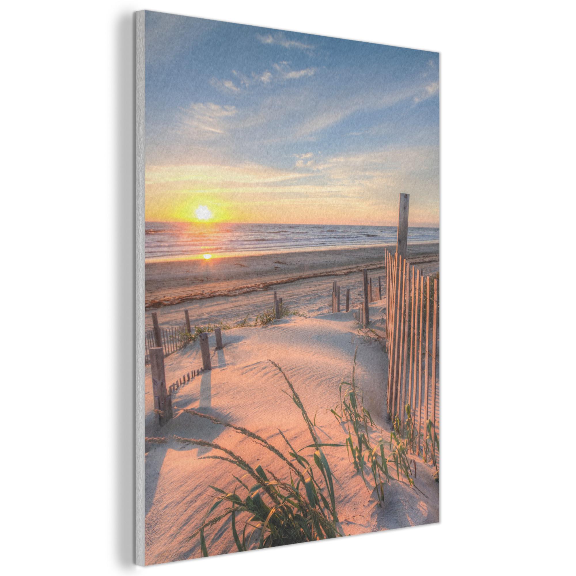 AKUSTIKBILD Strand - Meer - Düne - Sonnenuntergang - Landschaft Kunstdruck Schlafzimmer 50x70 cm - Beige, Kunststoff (50/70/0.9cm) - MuchoWow