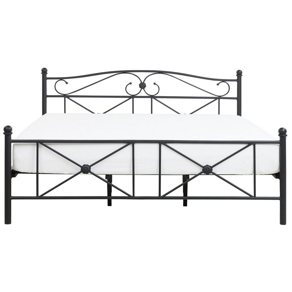 BETT mit Lattenrost 180x200 cm Schwarz Rodez - Schwarz, Metall (180/200cm) - Beliani