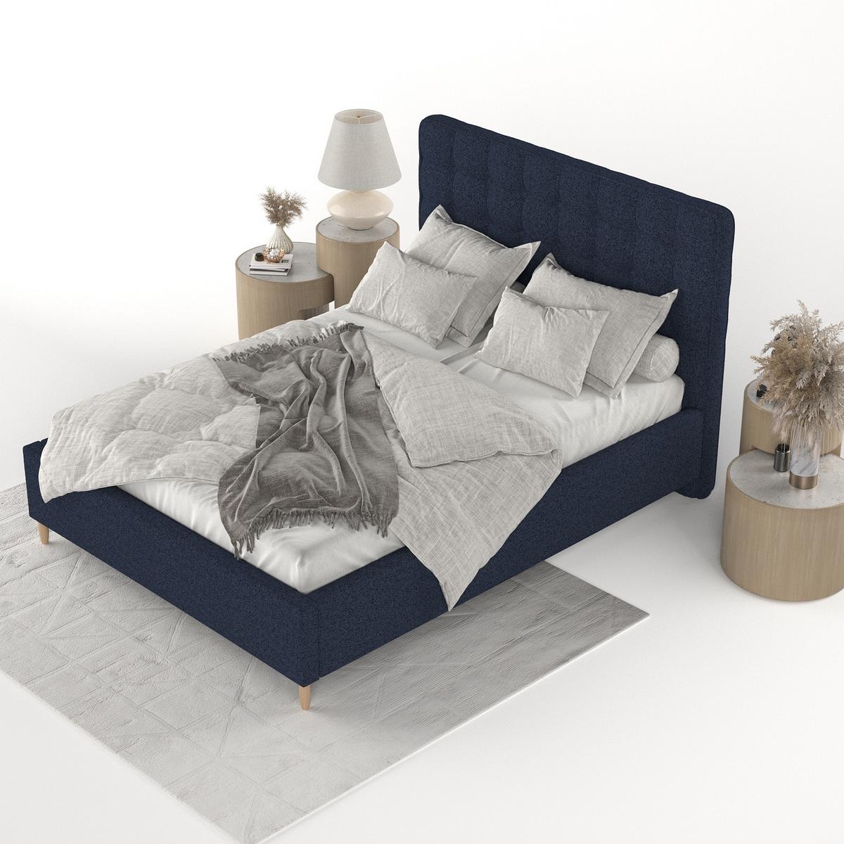 POLSTERBETT Paloma 180/200 cm Marineblau im Riva Stoff - Naturfarben/Dunkelblau, Holz/Holzwerkstoff (180/200cm) - AltaBeds