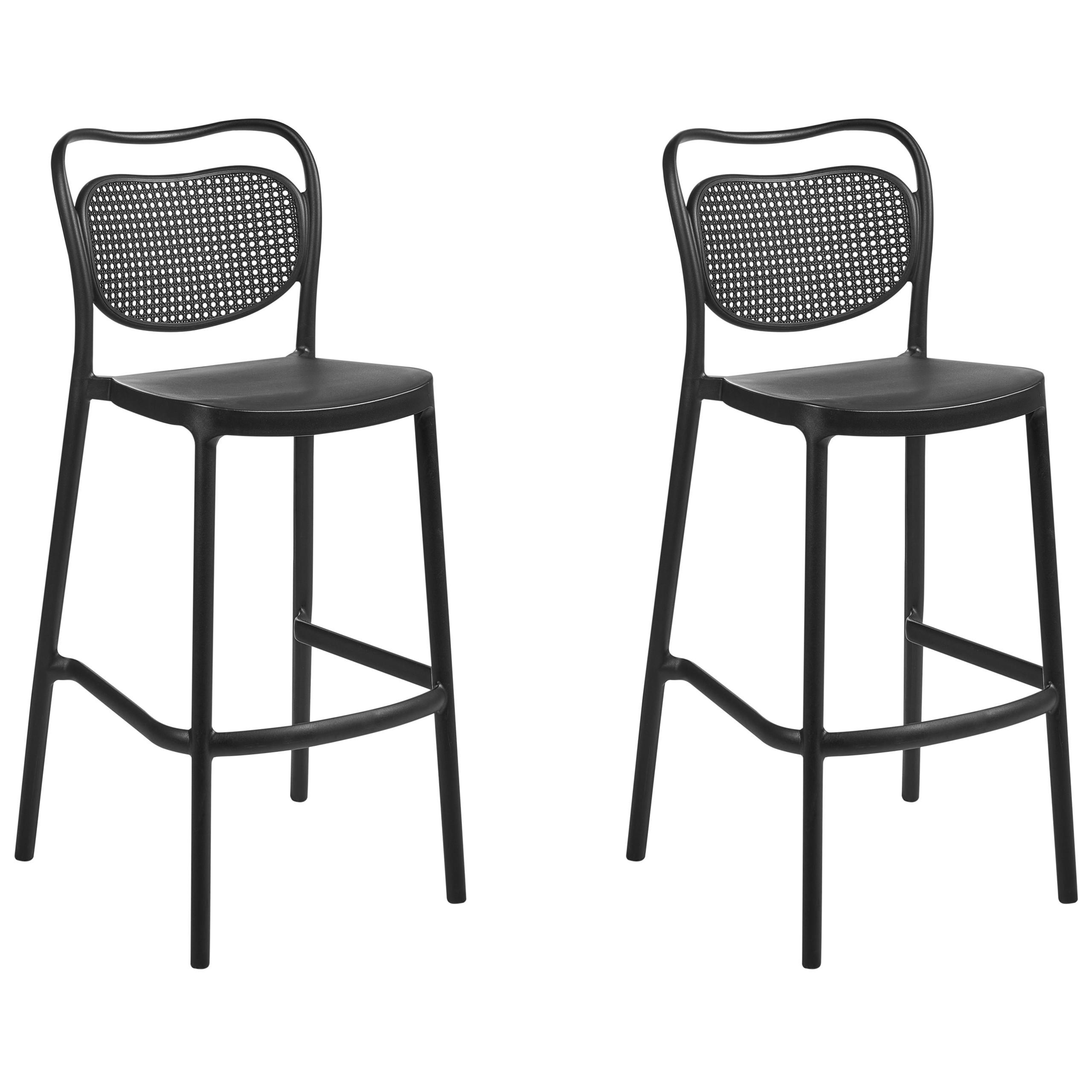 GARTEN-BARHOCKER 2er-Set Schwarz Celleno - Schwarz, Kunststoff (44/106/48cm) - Beliani