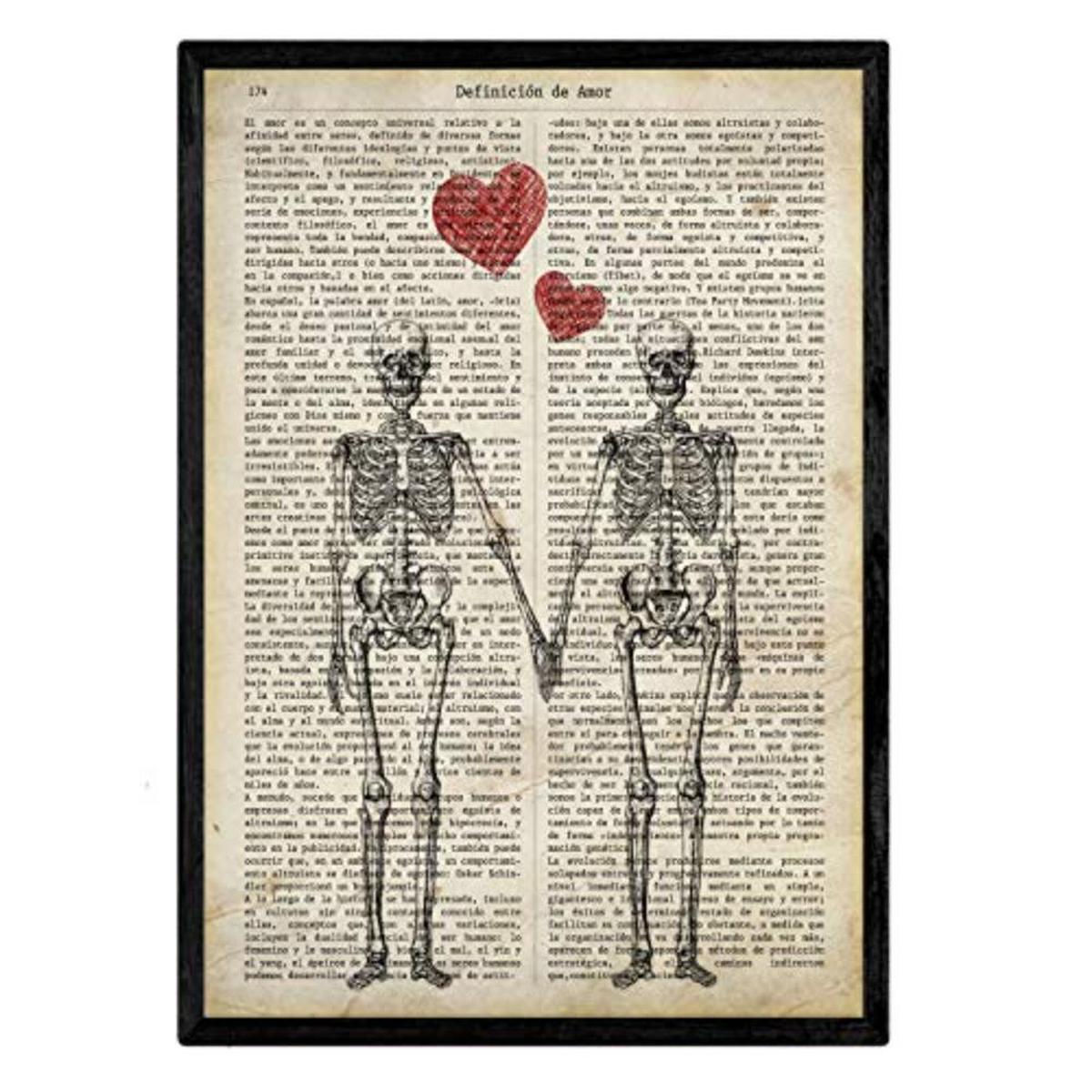 POSTER Set mit 4 Jahrgang Enzyklopädie A4 Schwarzer Rahmen - Schwarz, Papier (29.7/3cm) - Nacnic