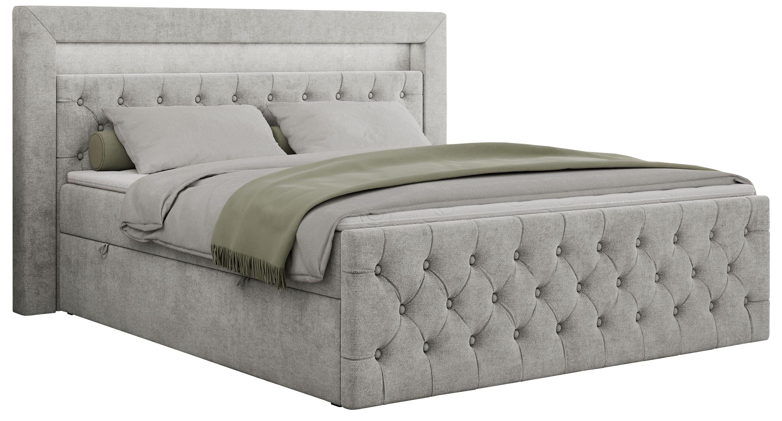 BOXBETT GOLD-9 LED 200/200 Hellgrau Struktur - H4 - Hellgrau, Holz/Textil (200/200cm) - MKS