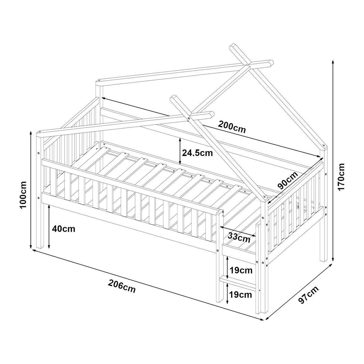 KINDERBETT Sotkamo - Weiß, Holz (90/200cm) - [en.casa]
