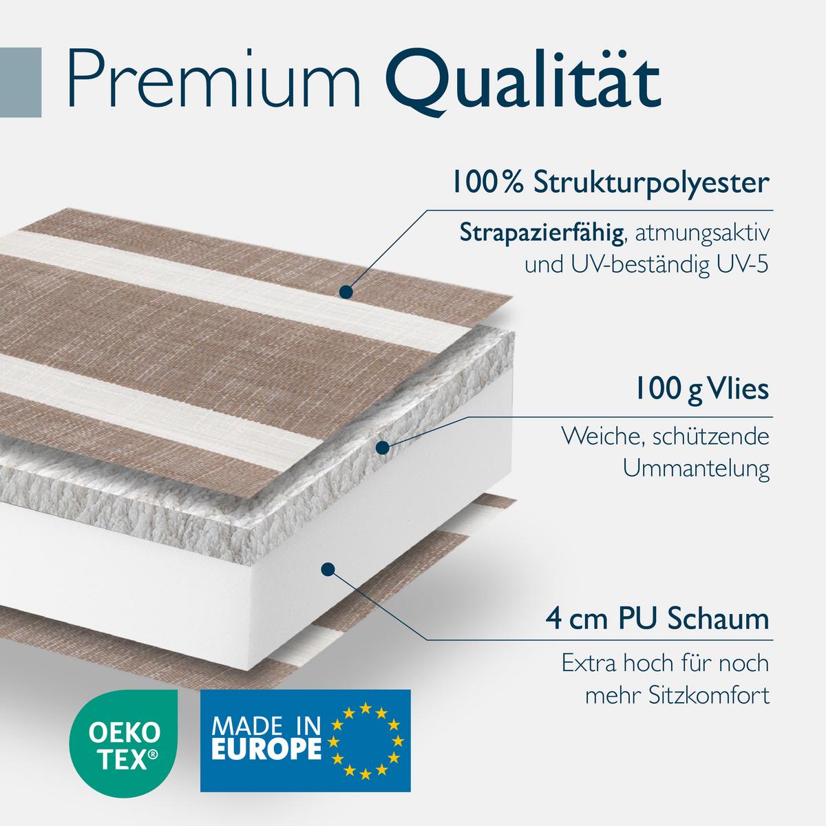 NIEDERLEHNER Sun-NL 105x50x8cm Beige-Weiß-Gestreift (3tlg) - Beige, Textil (50/100cm) - Beautissu 