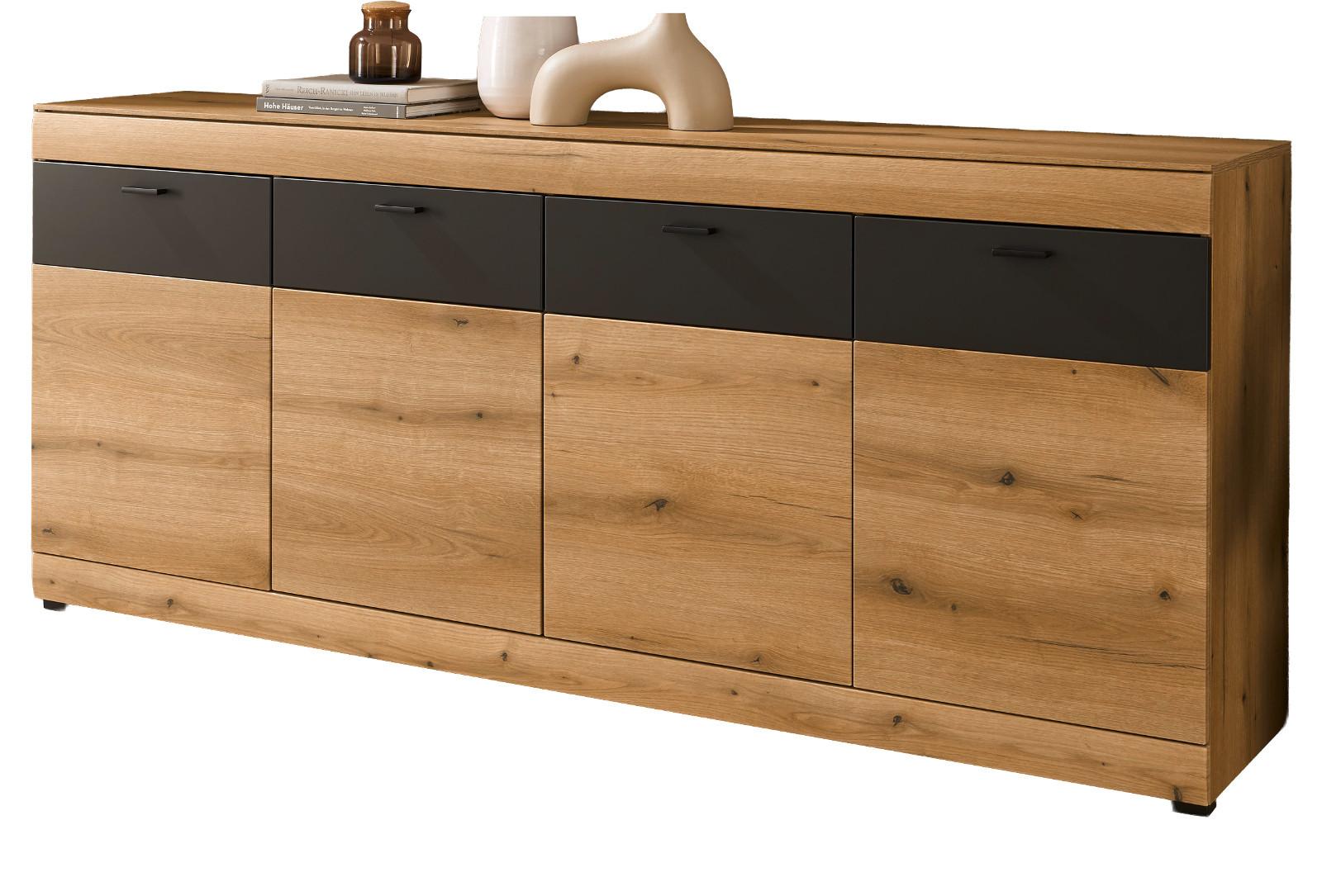 SIDEBOARD in Eiche, grau 200 cm, große kommode mit Soft-Close - Kaschmir/Eichefarben, Holzwerkstoff/Kunststoff (200/87/42cm) - Furn.Design