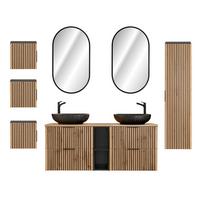 BADMÖBEL 140.6cm Gaia 2er-Set Holz in Eichenoptik und Schwarz - Braun, Holzwerkstoff (140.6/59/46cm) - Petits-meubles