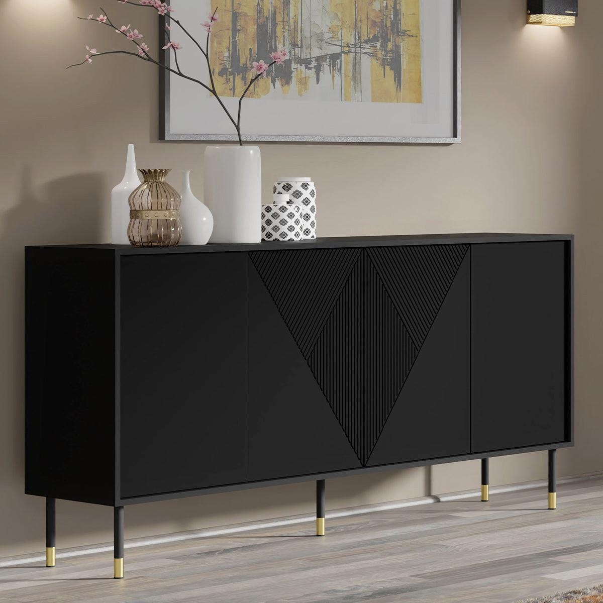 SIDEBOARD Aglaé Schwarz - Schwarz, Holzwerkstoff (180/88/40cm) - Petits-meubles