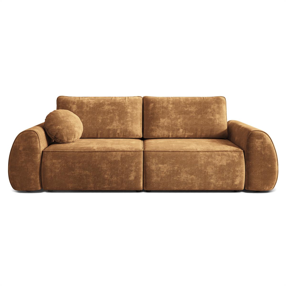 BETTSOFA ZEFEO Hellbraun Chenille-Stoff mit Schlaffunktion - Hellbraun, Textil (264/96/106cm) - MASSENO