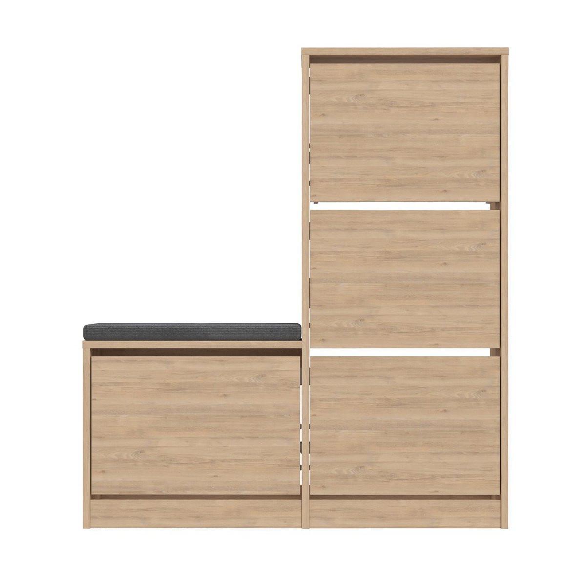SCHUHSCHRANK 4 Türen L105 cm - Dude - Eichefarben, Holzwerkstoff (26/118.5/105cm) - Calicosy