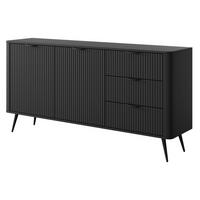 SIDEBOARD LANTANA 163/81/38 cm mit 3 Schubladen und 2 Türen Schwarz - Schwarz, Holzwerkstoff (163/81/38cm) - MASSENO