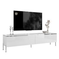 TV-SCHRANK AURORA SILVER 180 cm mit LED-Beleuchtung – gerade Chrombeine - Weiß Hochglanz, Holzwerkstoff (180/49.5/40cm) - Lookway