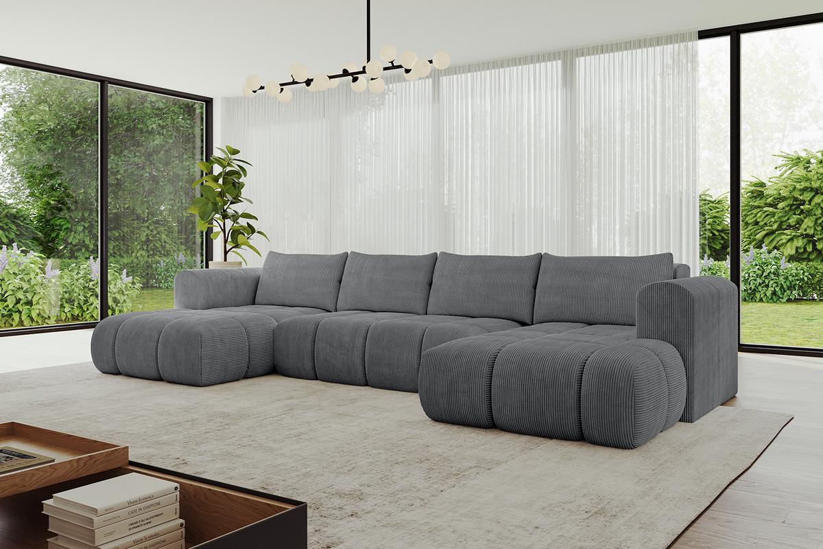 WOHNLANDSCHAFT CLOUD-U 405x185x90 Dunkelgrau Cord - Dunkelgrau, Holzwerkstoff/Kunststoff (405/90/185cm) - ALTDECOR