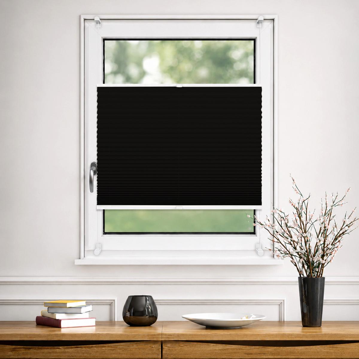 PLISSEE Thermo Basic 75 x 150cm Klemmfix ohne Bohren - Schwarz, Textil (75/150/150cm) - Deco-Raum