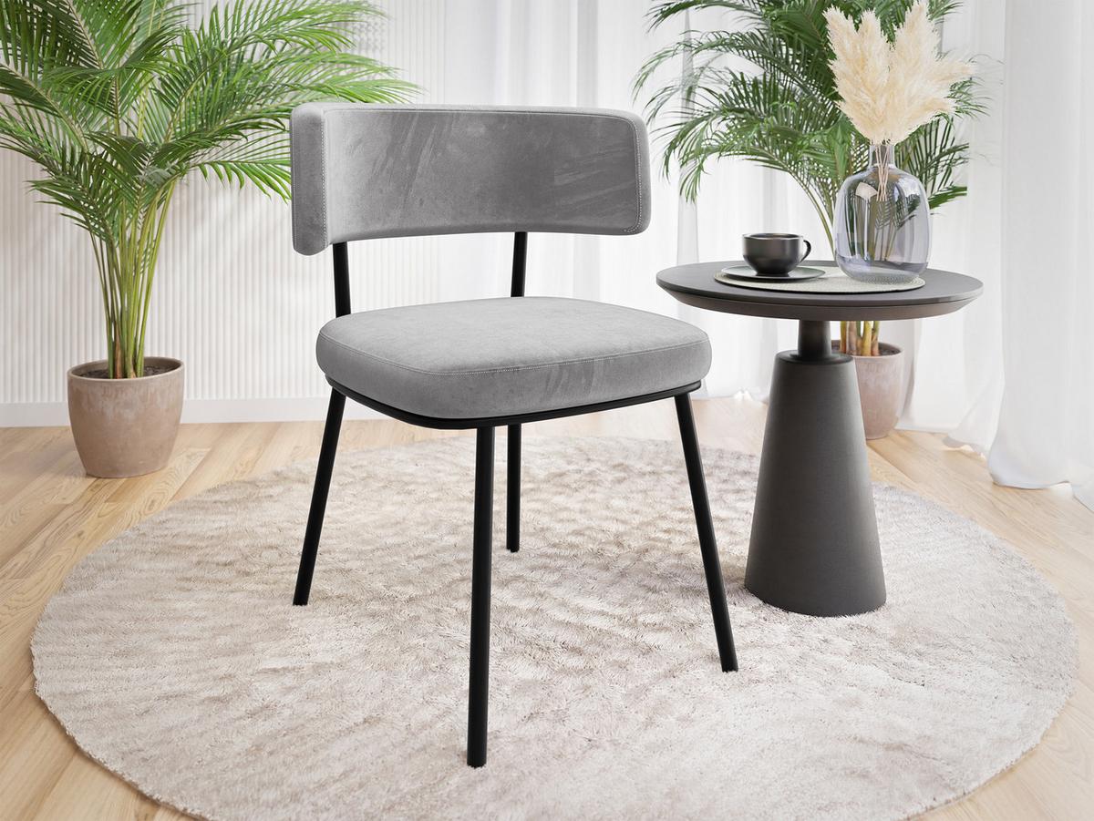 POLSTERSTUHL Iga - Hellgrau/Schwarz, Textil/Metall (58/75/57cm) - MIRJAN24